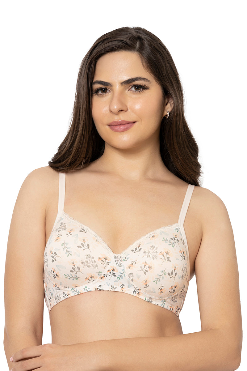 Cotton Casuals Padded Non-Wired Printed T-Shirt Bra – Cotton Bloom Print