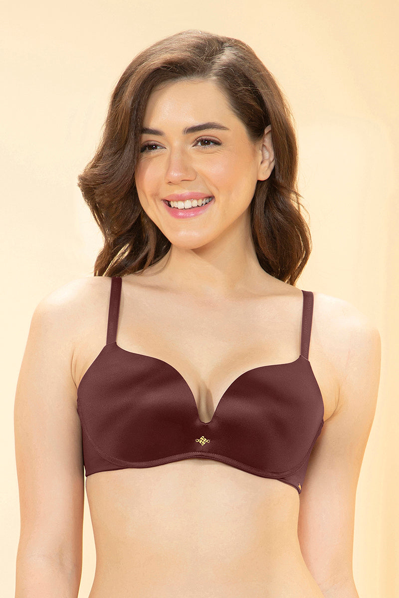 Elevate Curves Padded Non-Wired Push-up Bra – Rum Raisen