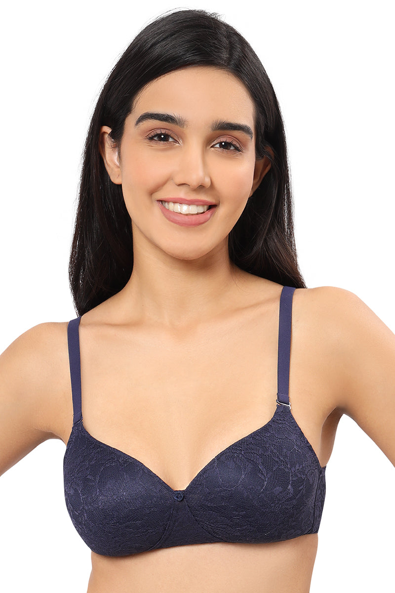 Floral Romance Non Wired Lightly Padded Non-Wired Full Coverage Bra – Midnight