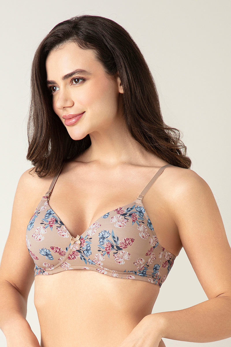Smooth Charm Padded Wirefree T-Shirt Bra – Artistic Floral Stucco Pr