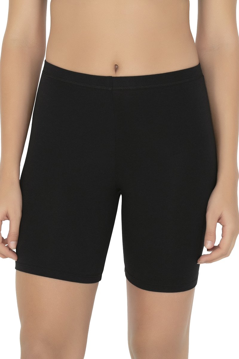 Smooth Mid-thigh Cotton Shortie Liner – Black