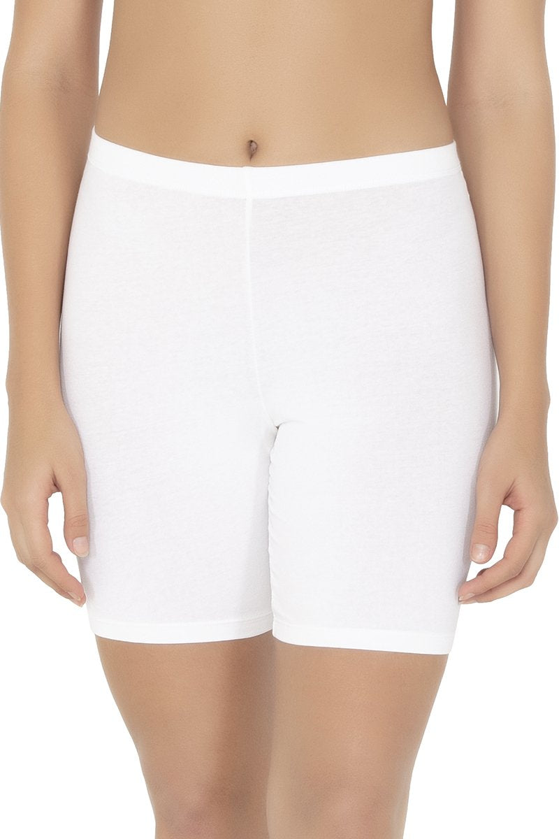 Smooth Mid-thigh Cotton Shortie Liner – White