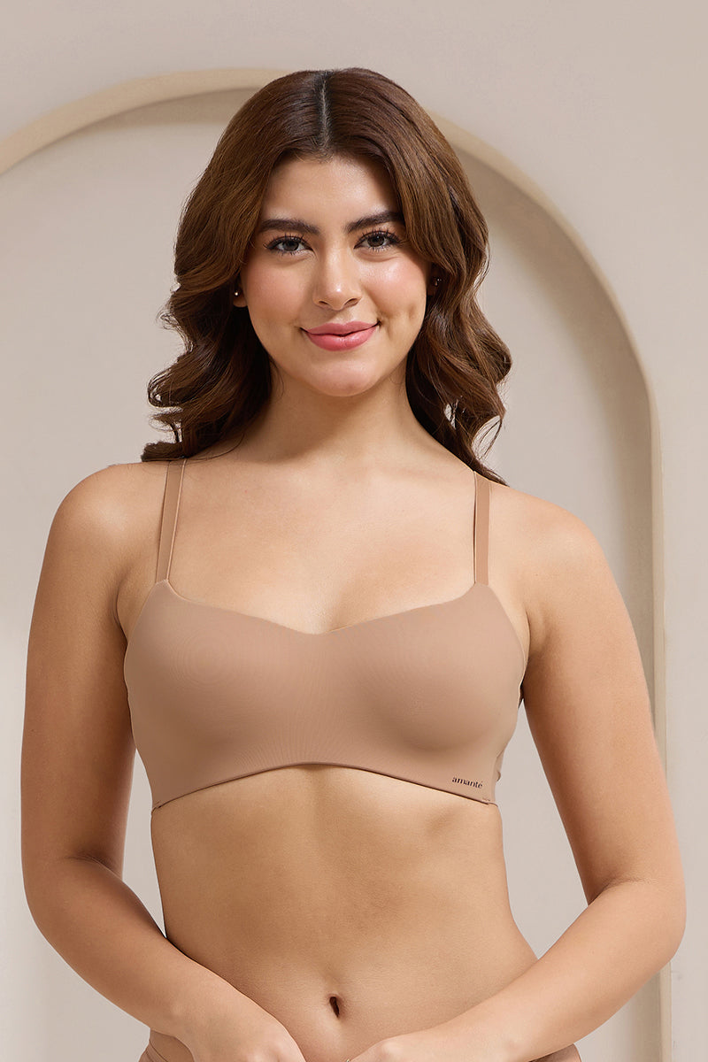 Bared Scoop Lift Padded Non-Wired Bra - Camel