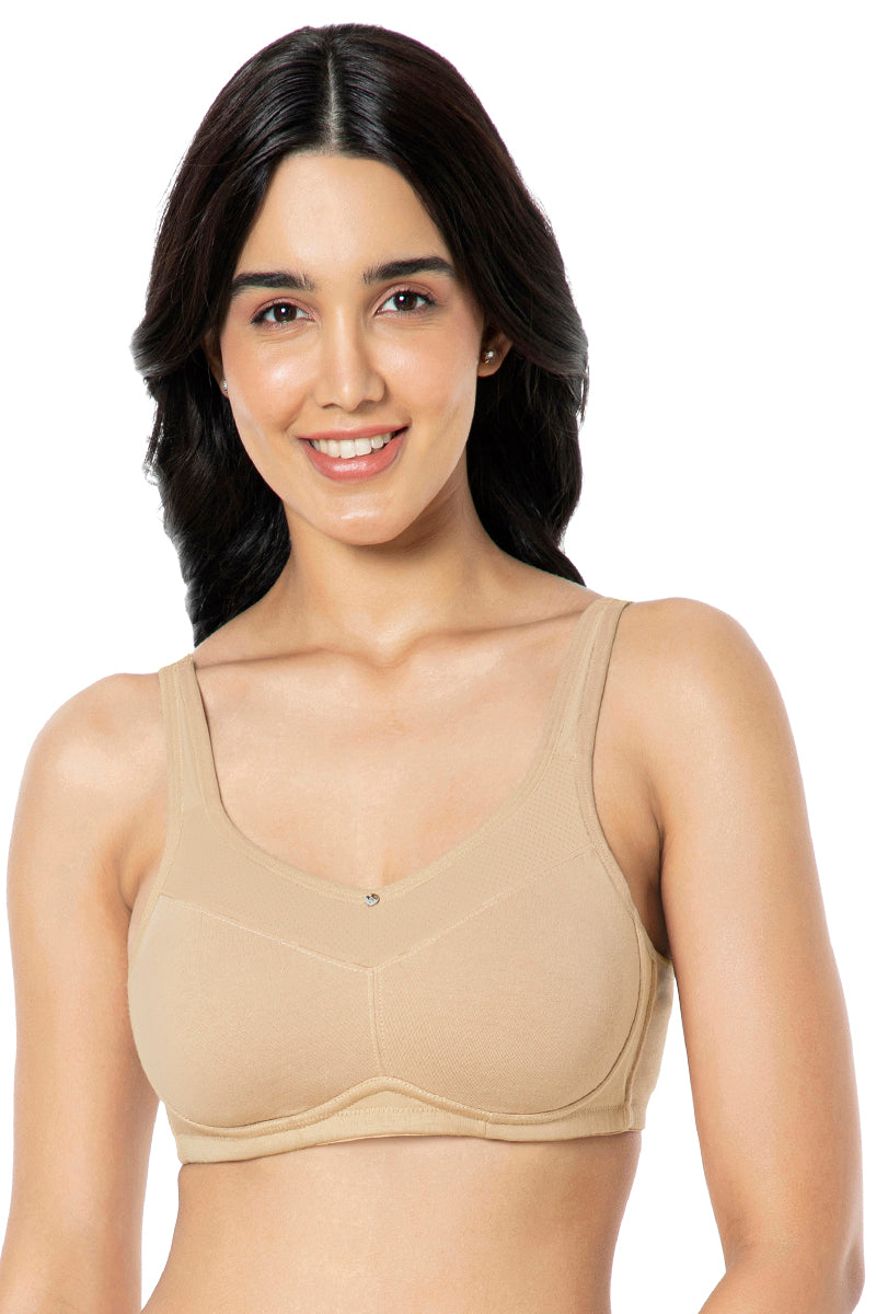 Cotton Smooth Back Solid Non Padded Non-Wired Support bra - Black