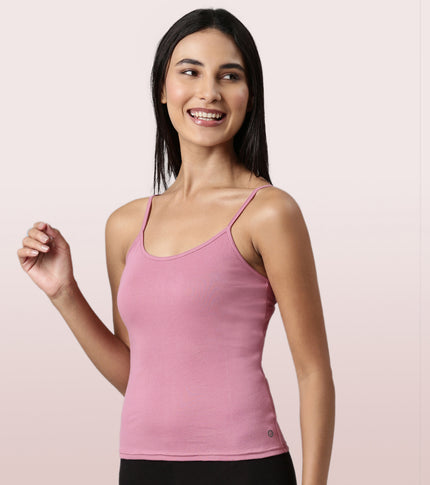 Enamor E016 Flat Back Slim Fit Rib Camisole With Regular Length Regular Length