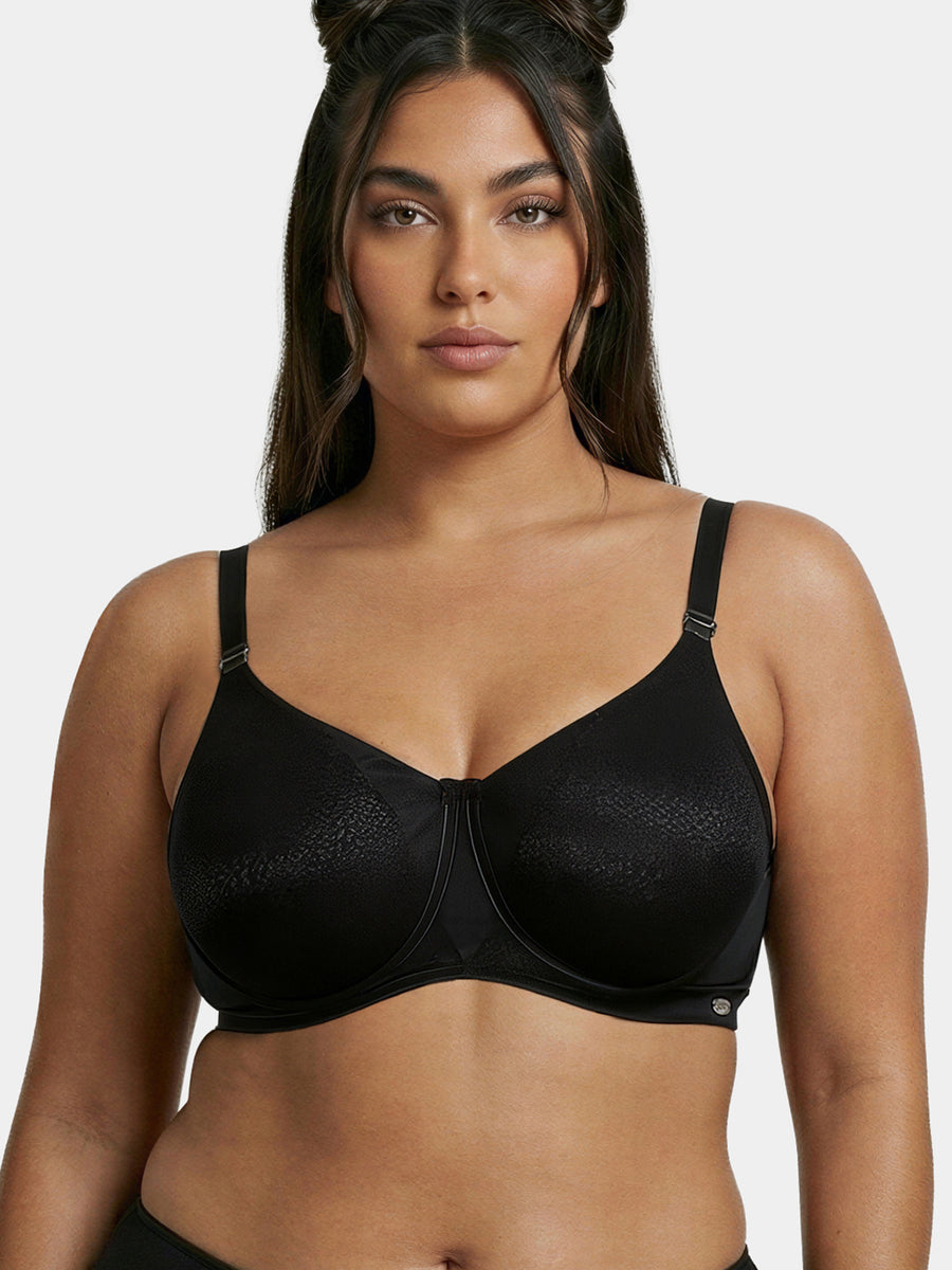 Enamor Innovations Transform Women's Full Support Minimizer Bra - Smoothening and Breathable Non Padded, Wired, Full Coverage - F124 (Available in Plus Sizes) (Black)