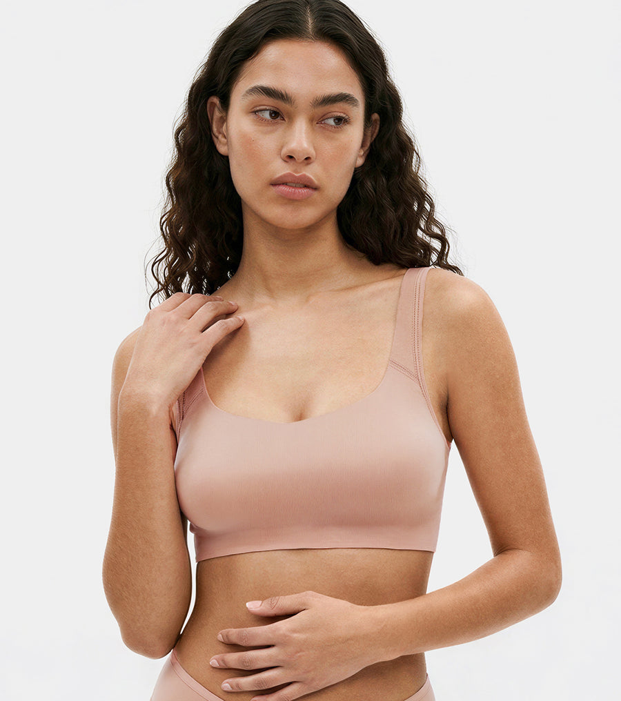 Enamor Bamboo Cotton IB06, Women's Pop-on Bra - 3X Softer, 4X more Absorbent & Antimicrobial, Non-Padded, Wirefree, High Coverage (Honey Beige)