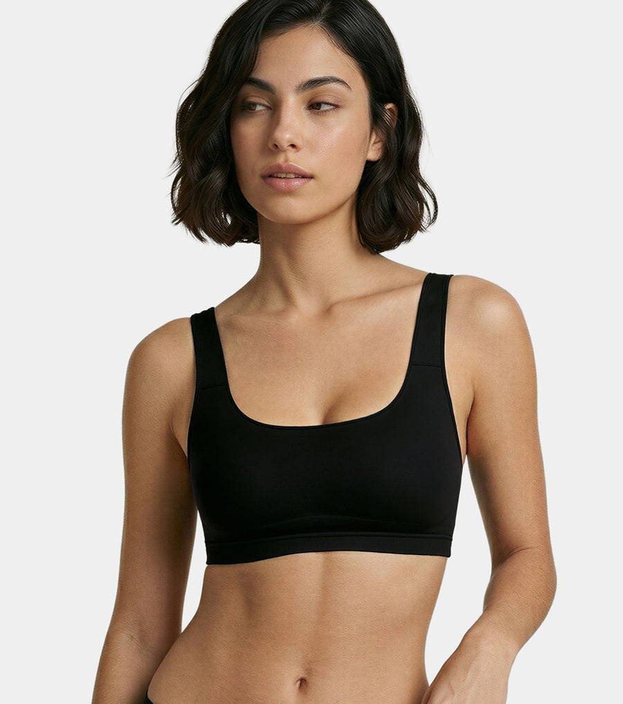 Enamor Bamboo Cotton IB07, Women's Pop-on Bra - 3X Softer, 4X more Absorbent, Antimicrobial, Padded, Wirefree, Full Coverage (Black)