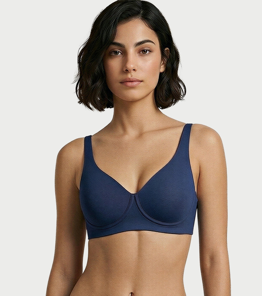 Enamor Bamboo Cotton IO05, Plunge, Everyday Women's T-Shirt Bra - 3X Softer, 4X more Absorbent & Antimicrobial, Padded, Wirefree, High Coverage (Eclipse)