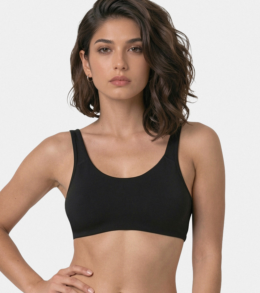 Enamor Low Impact Women's Cotton Everyday Sports Bra - All Day Comfort, Non Padded, Wirefree, High Coverage - SB06 (Black)