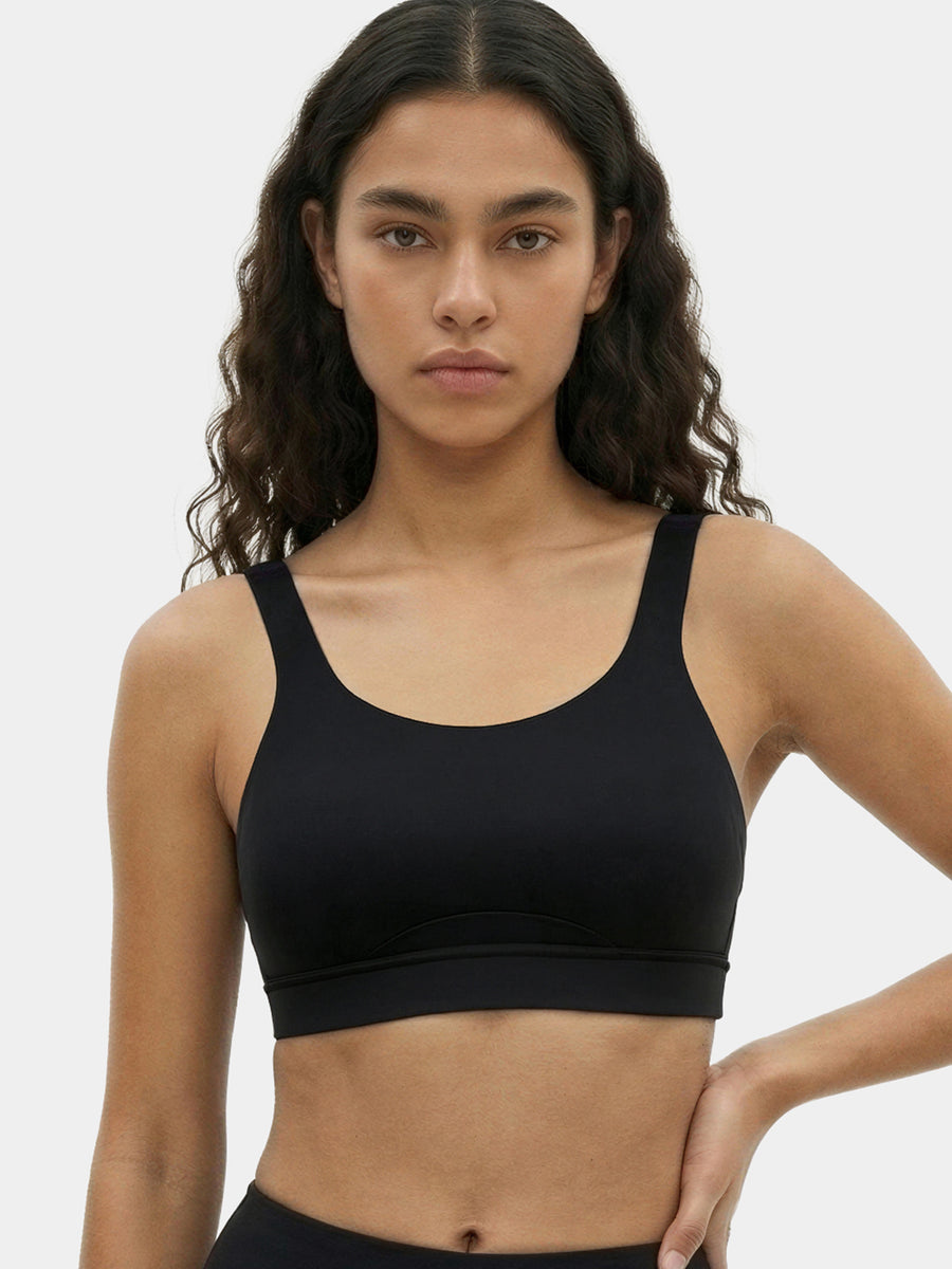 Enamor Innovations Fab-fresh Breathable cup, Women's High Impact Sports Bra - Convertible, Padded, Wirefree, Full Coverage - SB18 (Black)